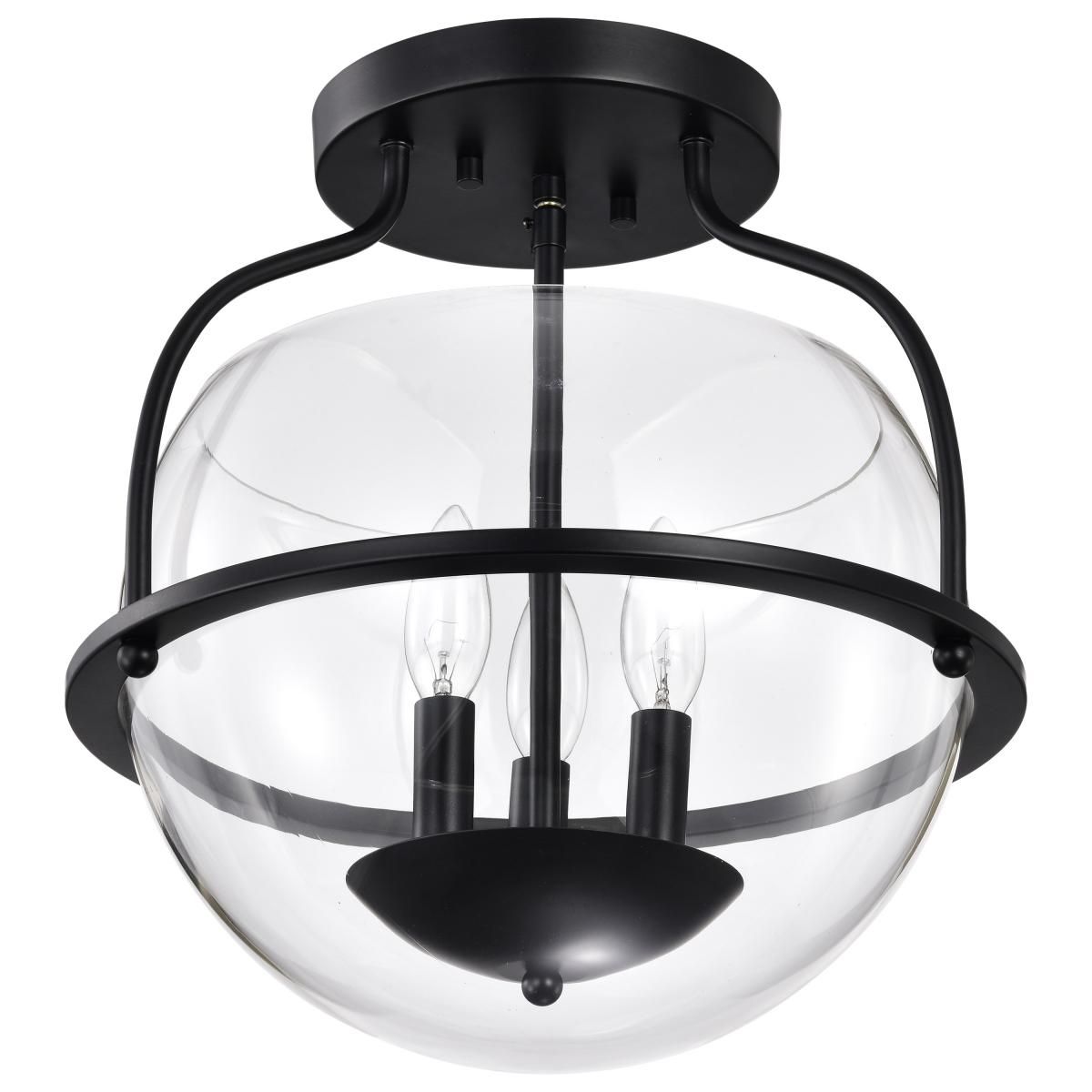 Amado 14 in. 3 lights Semi-flush Mount Light Matte Black Finish - Bees Lighting