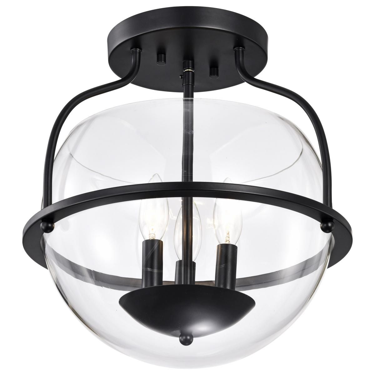 Amado 14 in. 3 lights Semi-flush Mount Light Matte Black Finish - Bees Lighting
