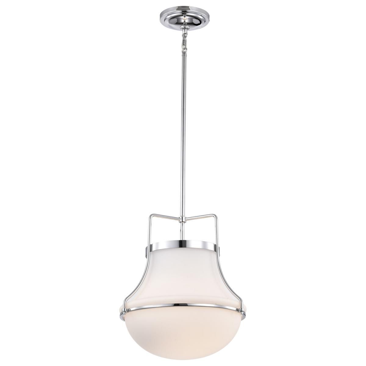 Valdora 1 Light Pendant Light, White Opal Glass