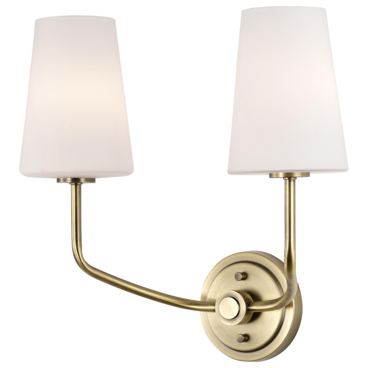 Cordello Wall Sconce Vintage Brass Finish, Etched White Opal Glass