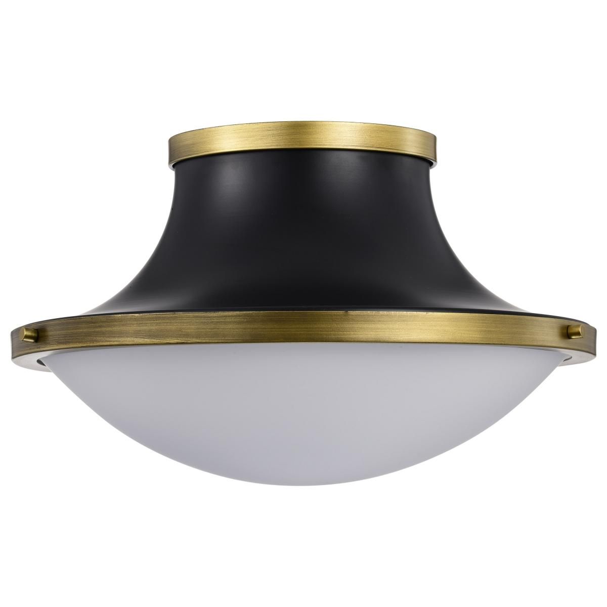 Lafayette 18 in. 3 lights Flush Mount Light Matte Black and Natural Brass Finish - Bees Lighting