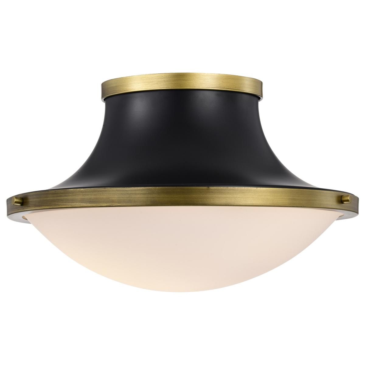 Lafayette 18 in. 3 lights Flush Mount Light Matte Black and Natural Brass Finish - Bees Lighting