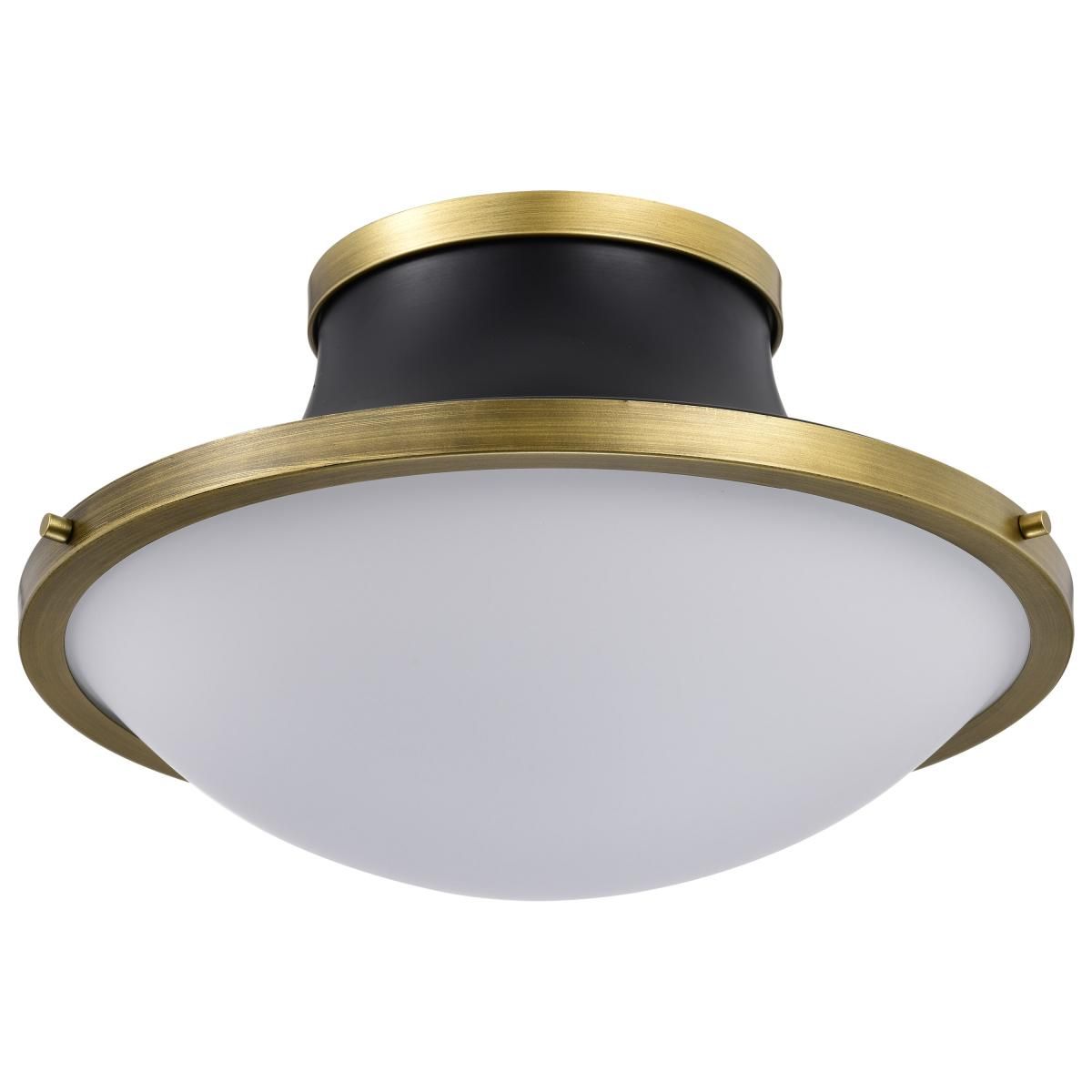 Lafayette 18 in. 3 lights Flush Mount Light Matte Black and Natural Brass Finish - Bees Lighting
