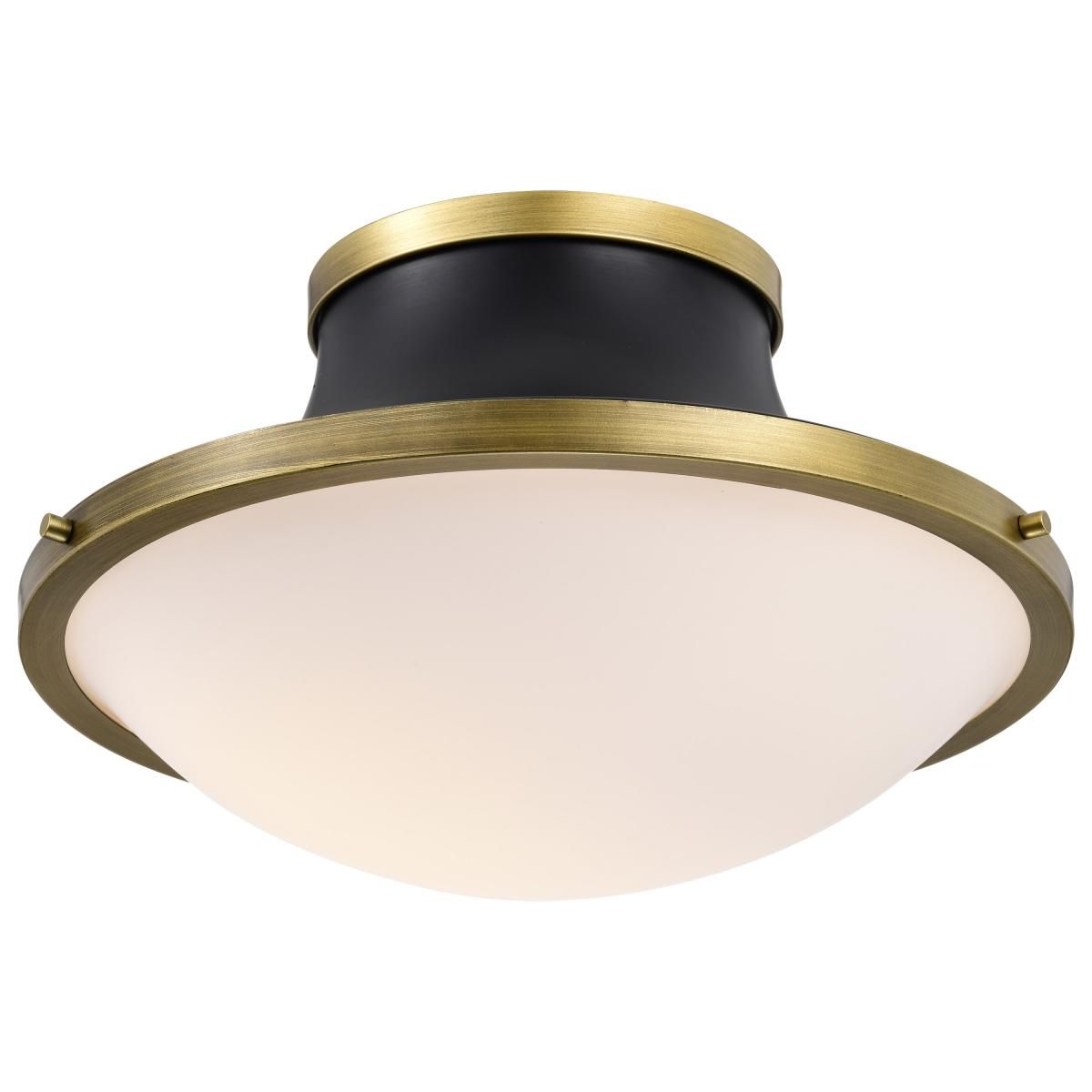 Lafayette 18 in. 3 lights Flush Mount Light Matte Black and Natural Brass Finish - Bees Lighting