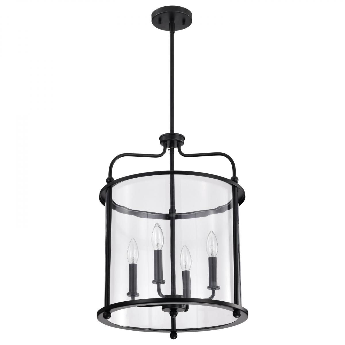 Yorktown 16 in. 4 lights Pendant Light Matte Black Finish - Bees Lighting