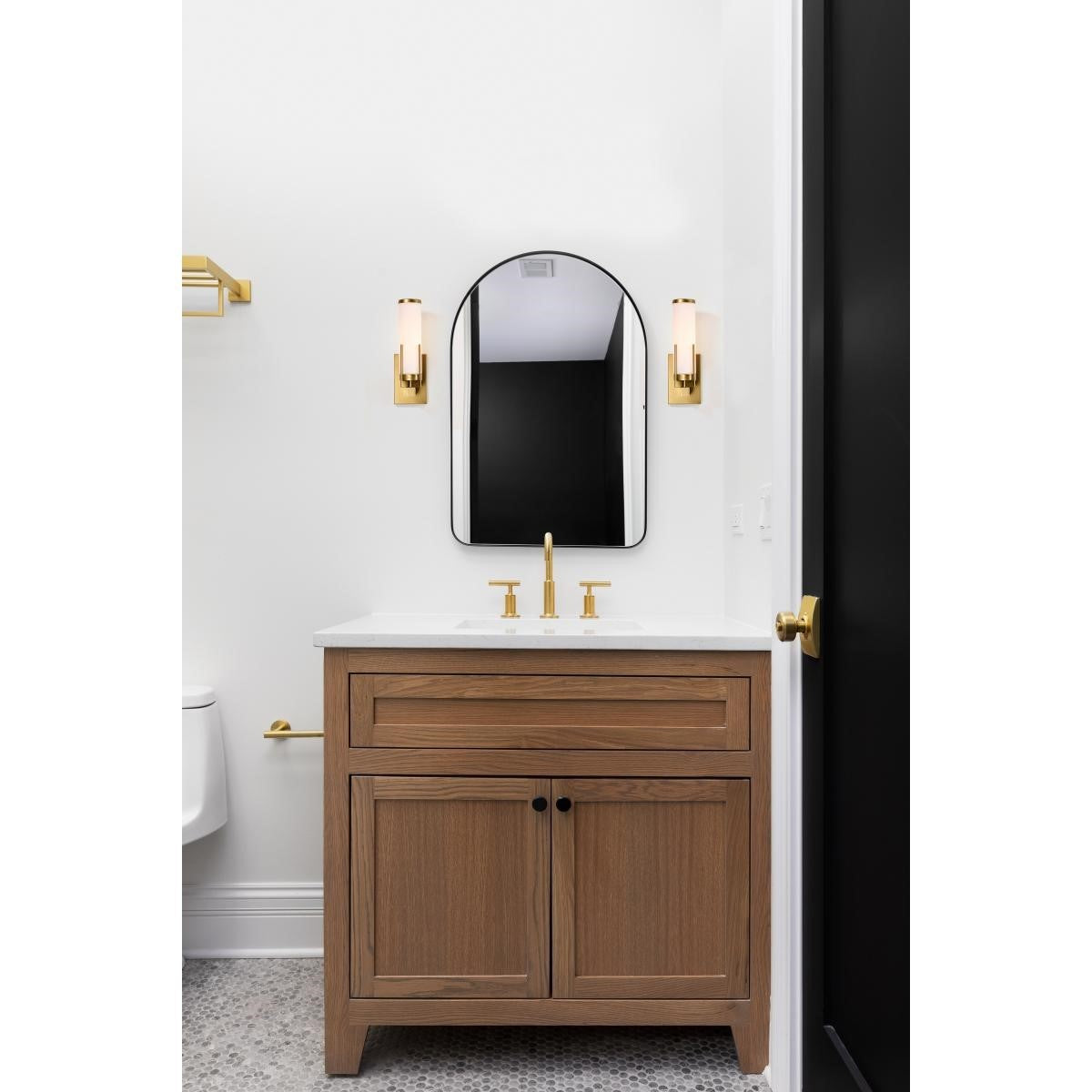 Roselle 14" Bathroom Vanity Light, Natural Brass Finish - Bees Lighting