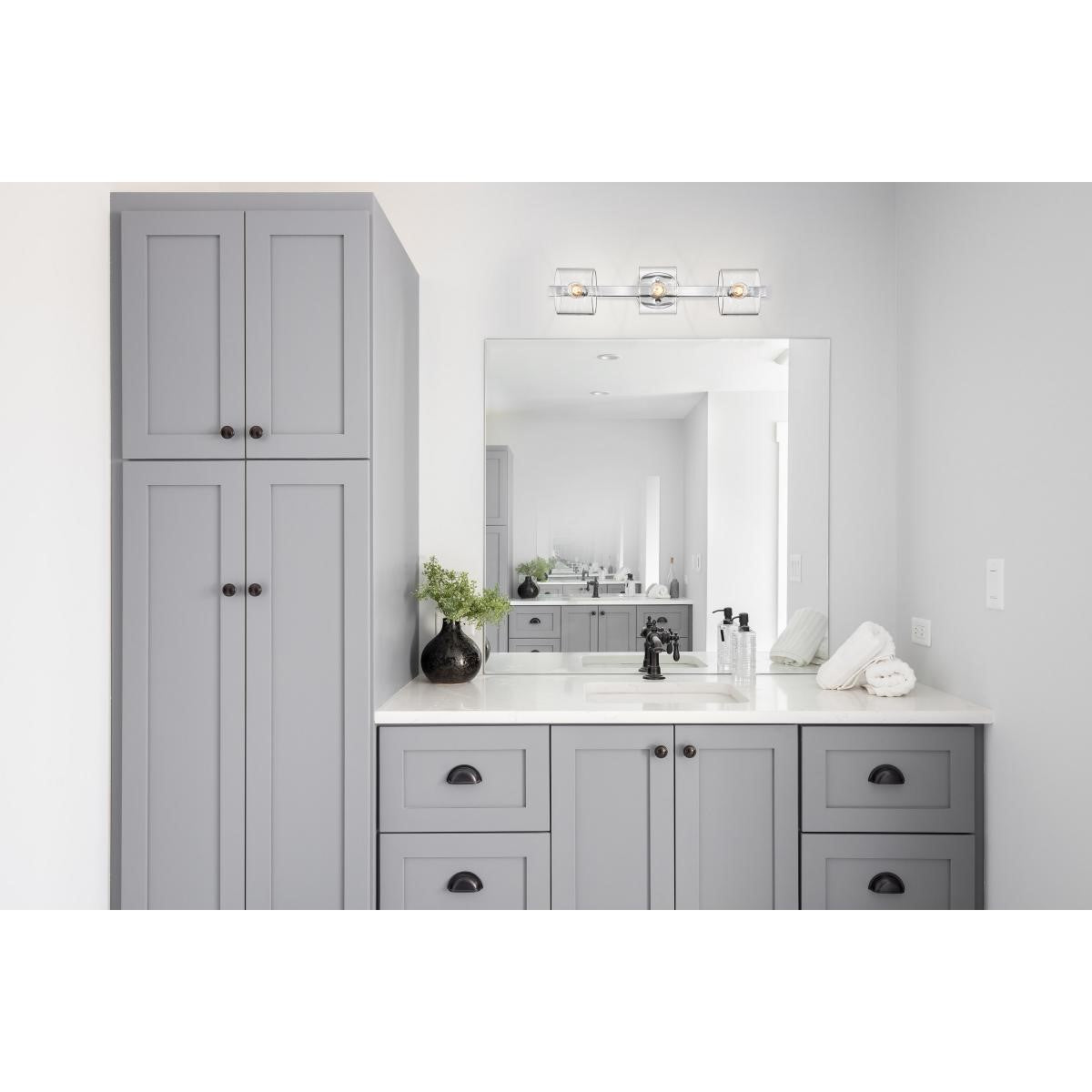 Marlowe Bathroom Vanity Light, Polished Nickel Finish, Clear Glass