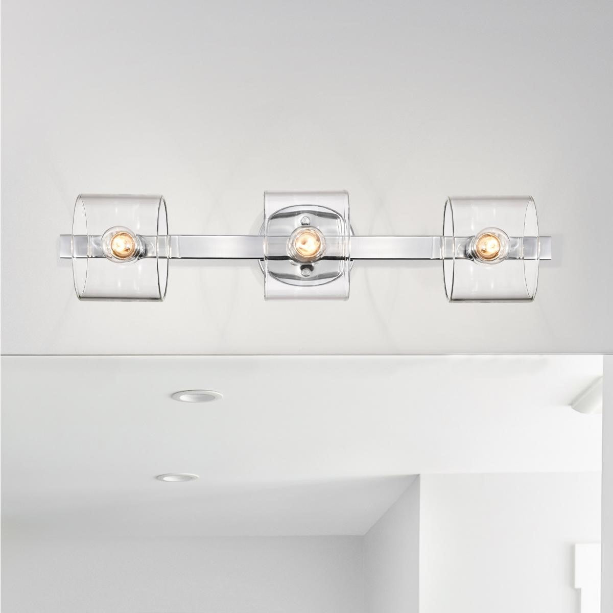 Marlowe Bathroom Vanity Light, Polished Nickel Finish, Clear Glass