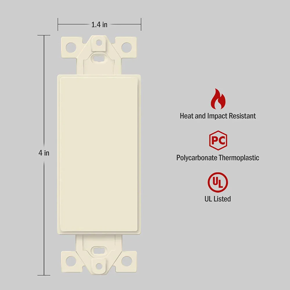 Blank Decorator Wall Plate Insert, Light Almond - Bees Lighting
