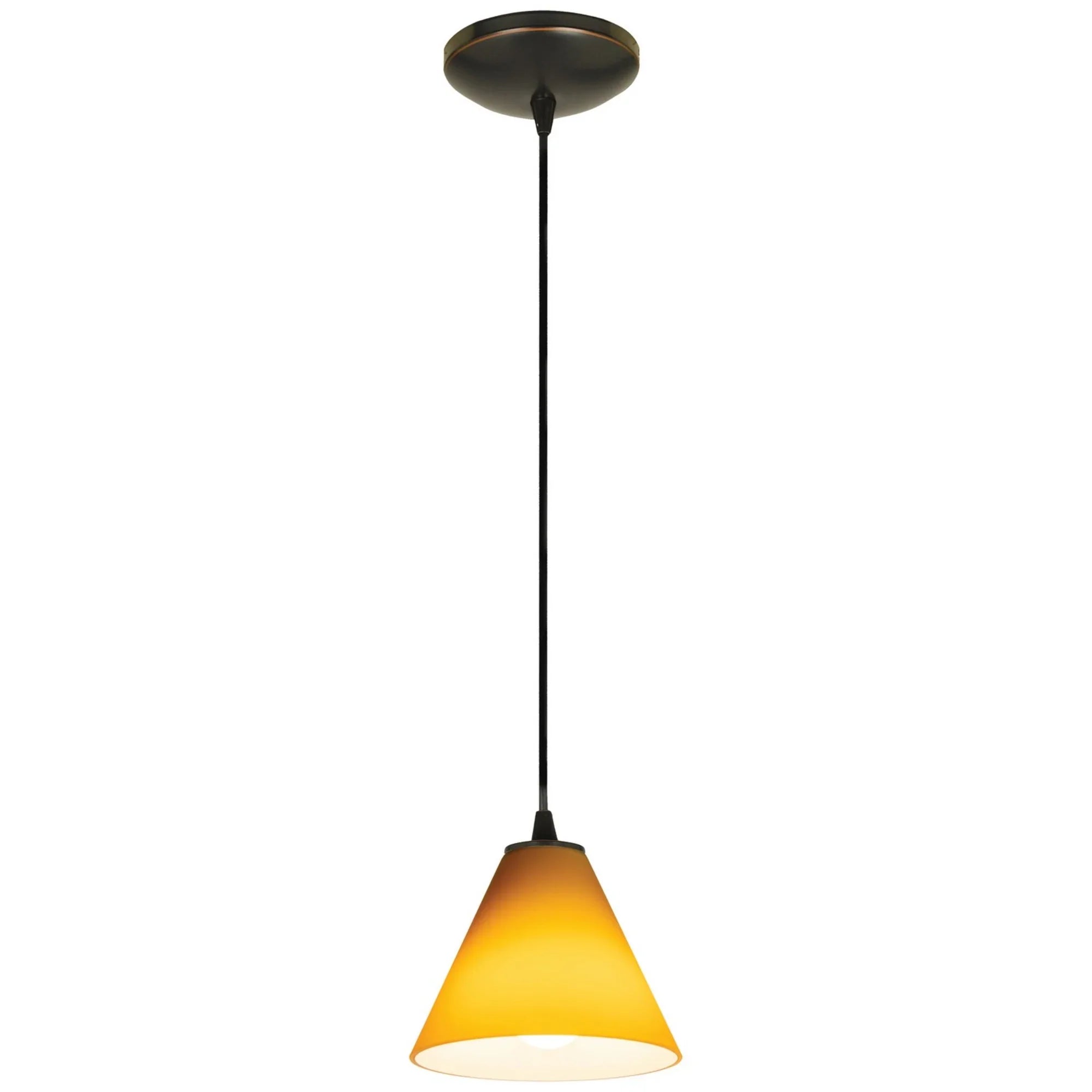Martini 7" Pendant, Oil Rubbed Bronze Finish, Amber Diffuser, Cord - Bees Lighting