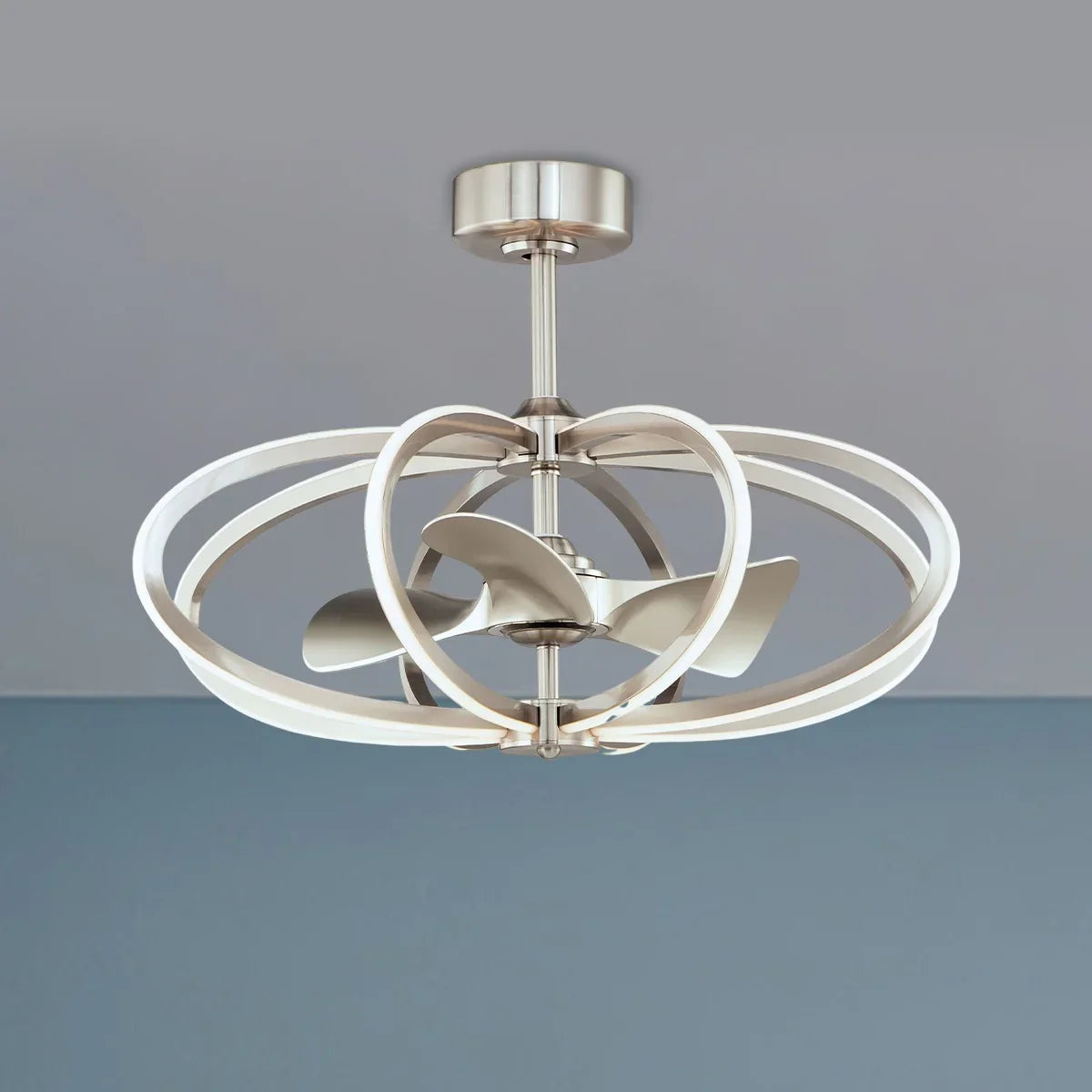 Solstice 8-Light Wifi-Enabled LED Fandelight 34 Inch Satin Nickel Finish - Bees Lighting