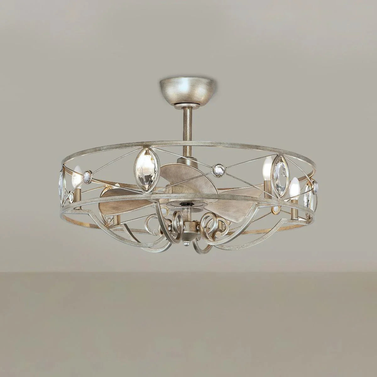 Solitaire 6-Light Wifi-Enabled LED Fandelight 31 Inch Silver Mist Finish - Bees Lighting