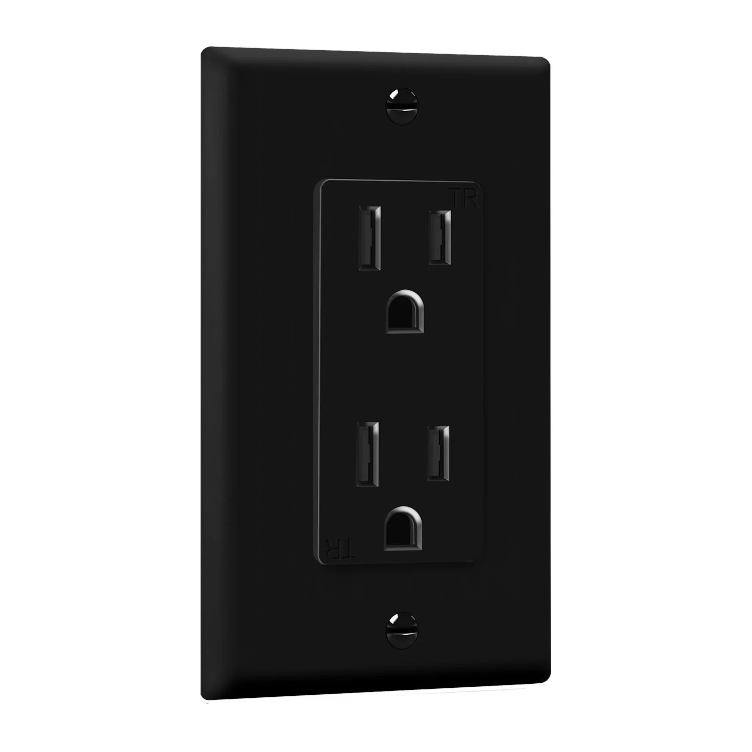 15 Amp Tamper-Resistant Duplex Outlet, Black - Bees Lighting