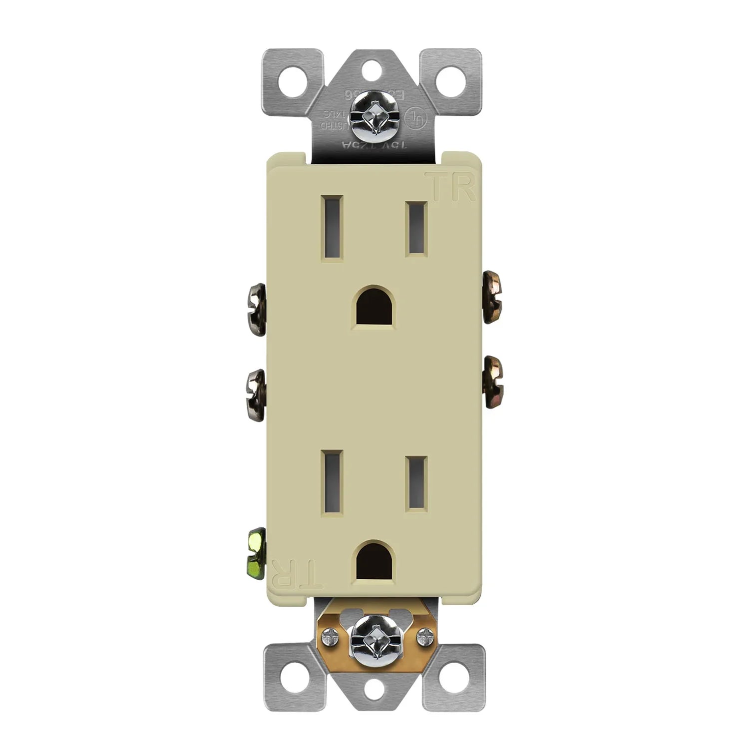 15 Amp Tamper-Resistant Duplex Outlet, Ivory - Bees Lighting