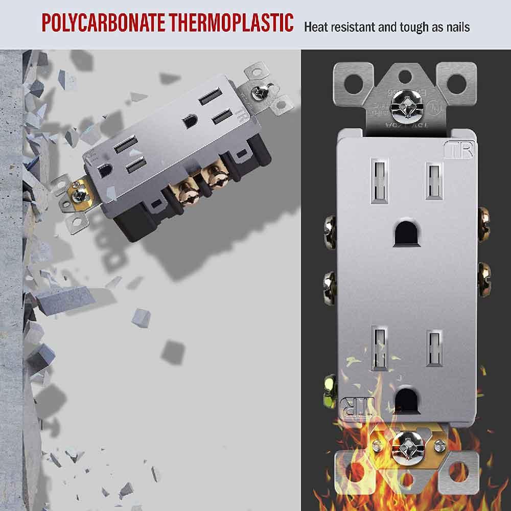 15 Amp Tamper-Resistant Duplex Outlet, Ivory - Bees Lighting