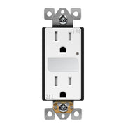 15 Amp Duplex Tamper-Resistant Receptacle with Night Light, White - Bees Lighting