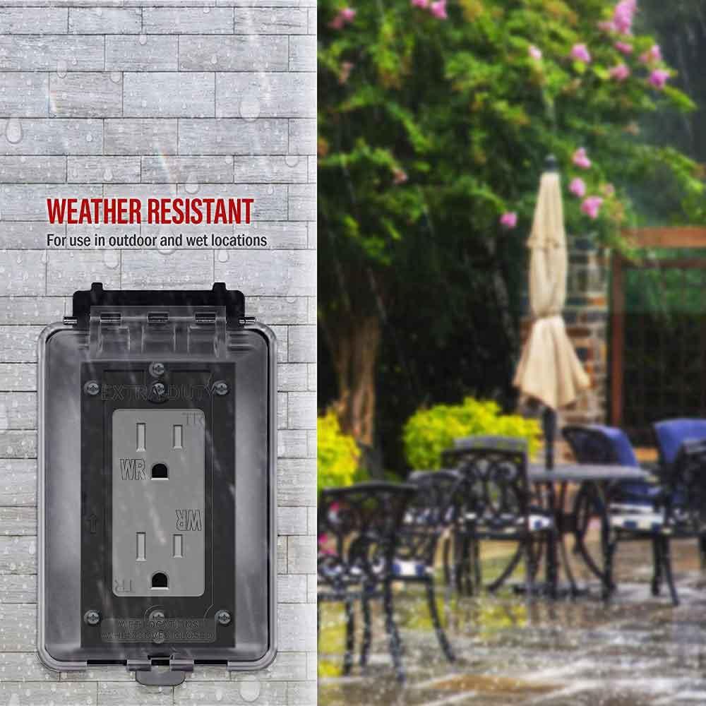 15 Amp Duplex Outlet, Tamper and Weather-Resistant, Gray - Bees Lighting