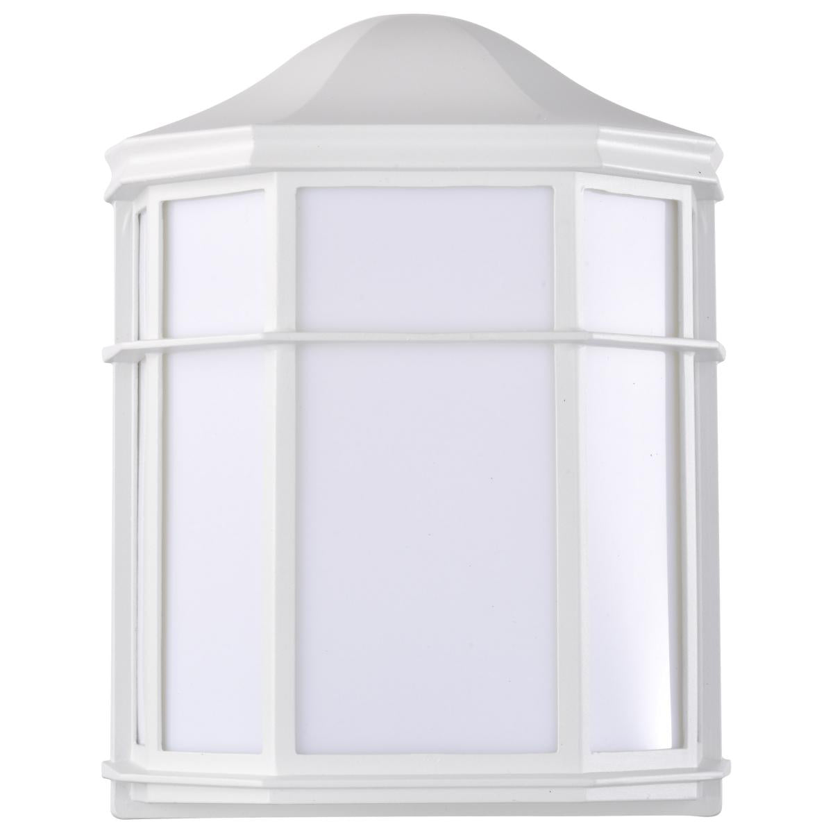 10" LED Cage Wall Lantern, White Linen Acrylic
