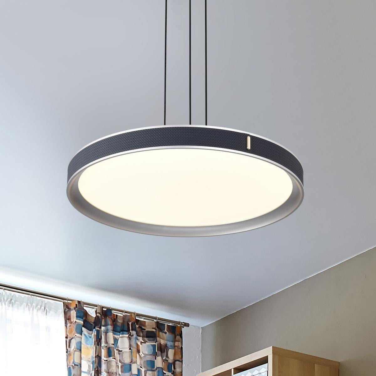 Bandon 20" LED Pendant Light, Gray with Blue Wrap, Acrylic Lens - Bees Lighting