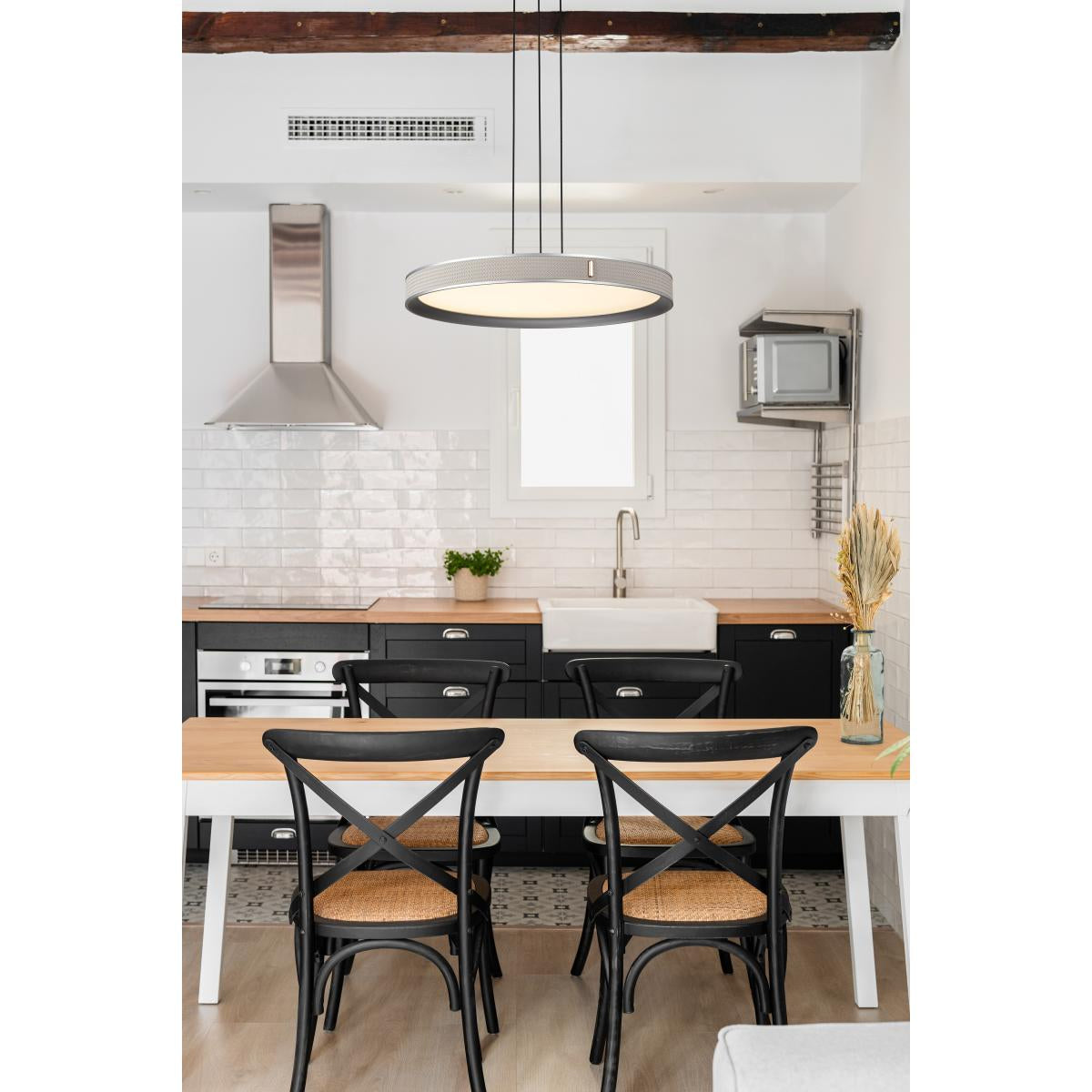 Bandon 20" LED Pendant Light, Gray with Off-White Wrap, Acrylic Lens - Bees Lighting