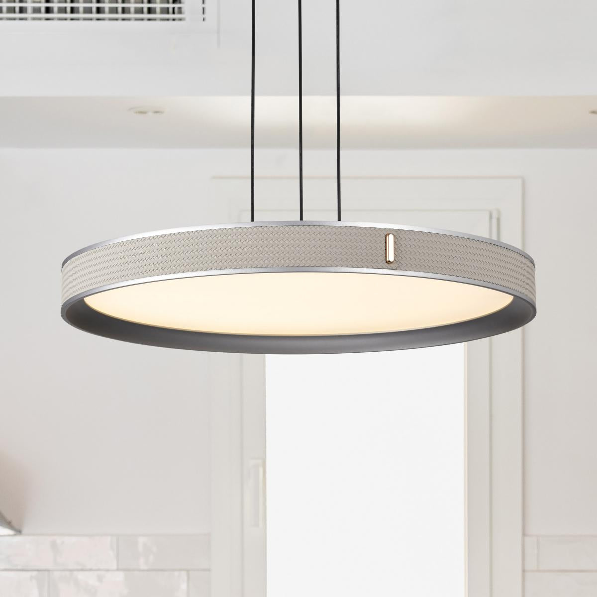 Bandon 20" LED Pendant Light, Gray with Off-White Wrap, Acrylic Lens - Bees Lighting