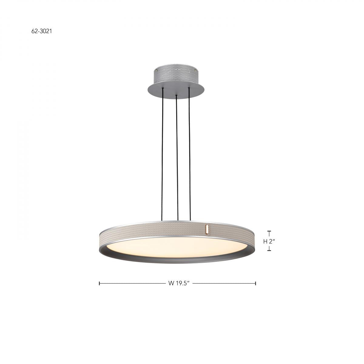 Bandon 20" LED Pendant Light, Gray with Off-White Wrap, Acrylic Lens - Bees Lighting