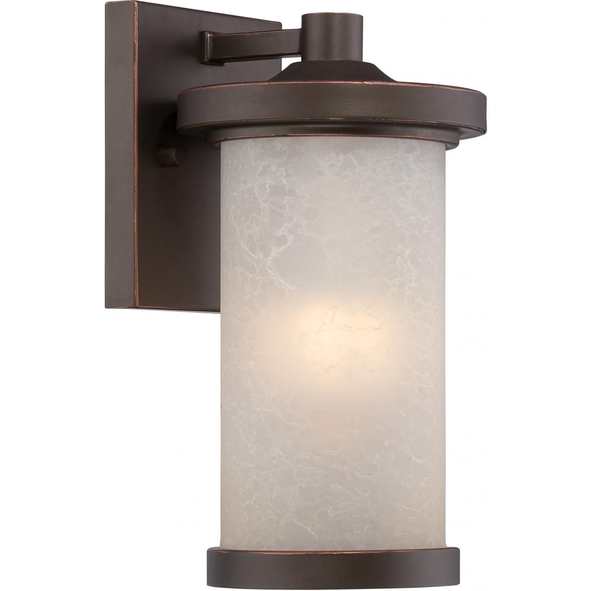 Diego LED Outdoor Wall Light Bronze Finish, Satin Amber Glass