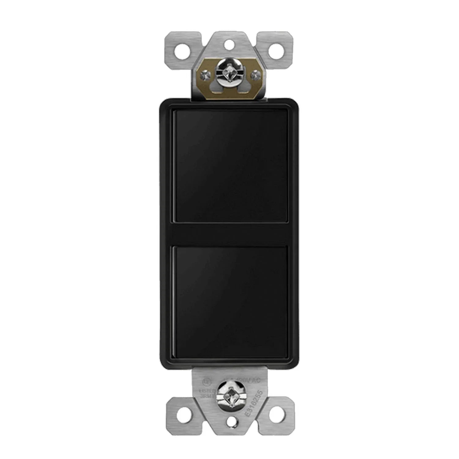Single Pole Double Rocker Light Switch, Black - Bees Lighting