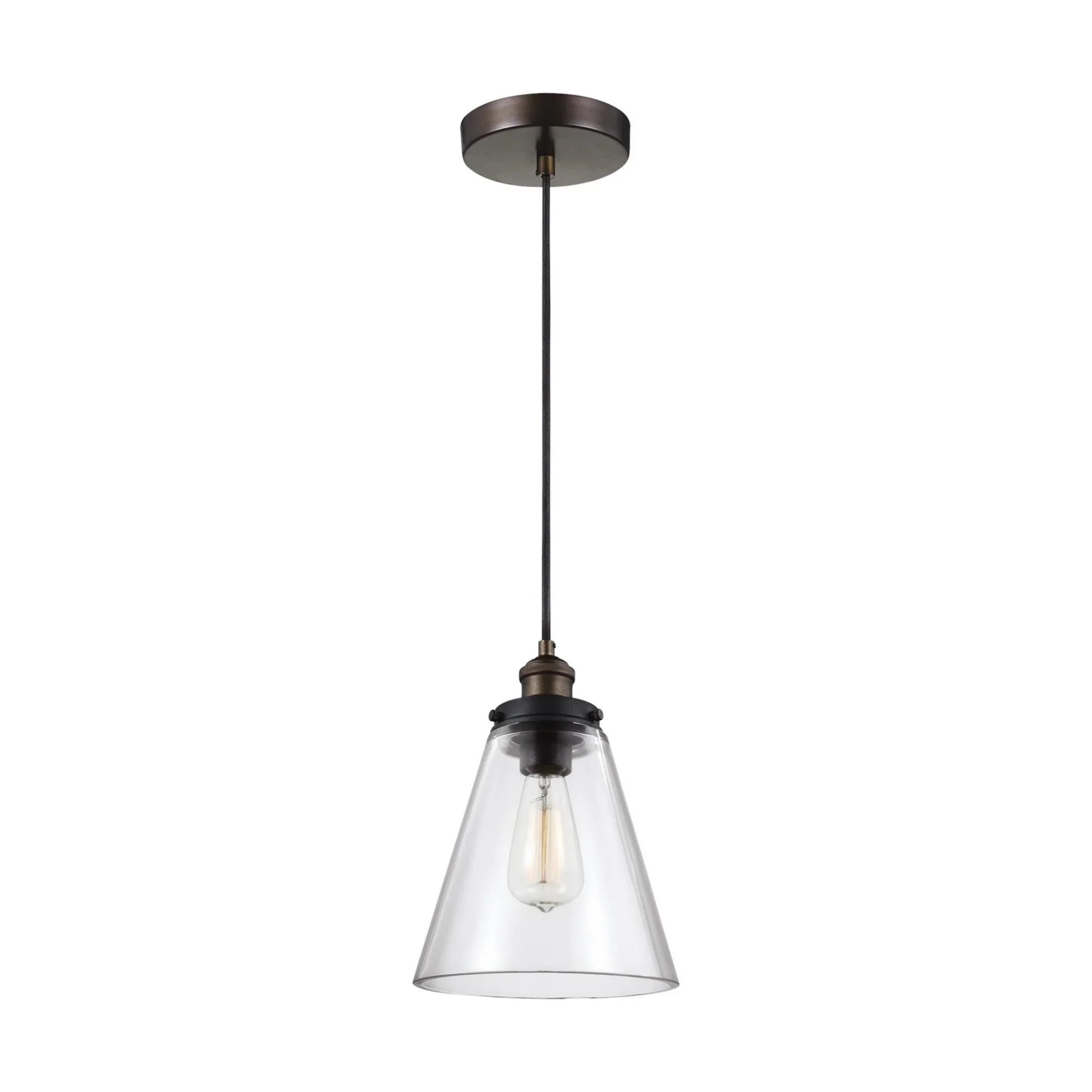 Baskin 9" Cone Pendant, Dark Weathered Zinc Finish - Bees Lighting