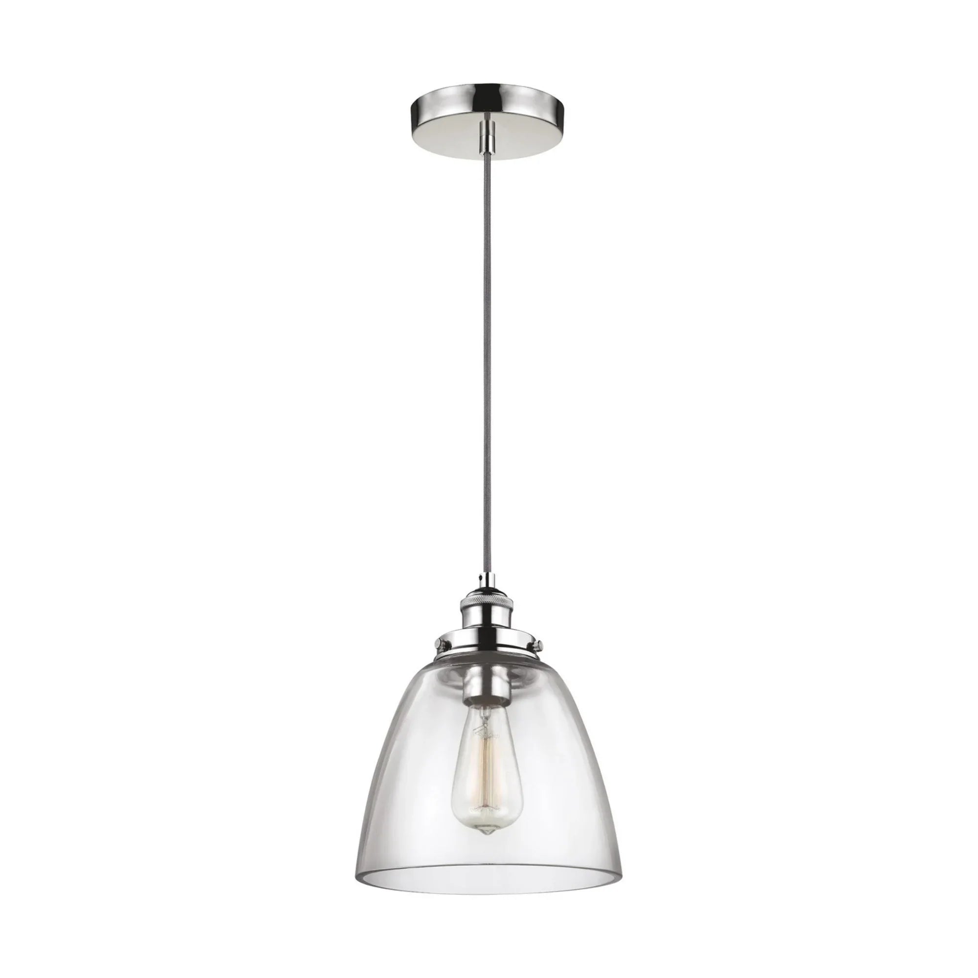 Baskin 9" Dome Pendant, Polished Nickel Finish - Bees Lighting