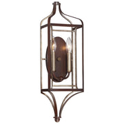 Astrapia 22" 2-Light Wall Sconce, Dark Rubbed Sienna & Aged Silver Finish - Bees Lighting