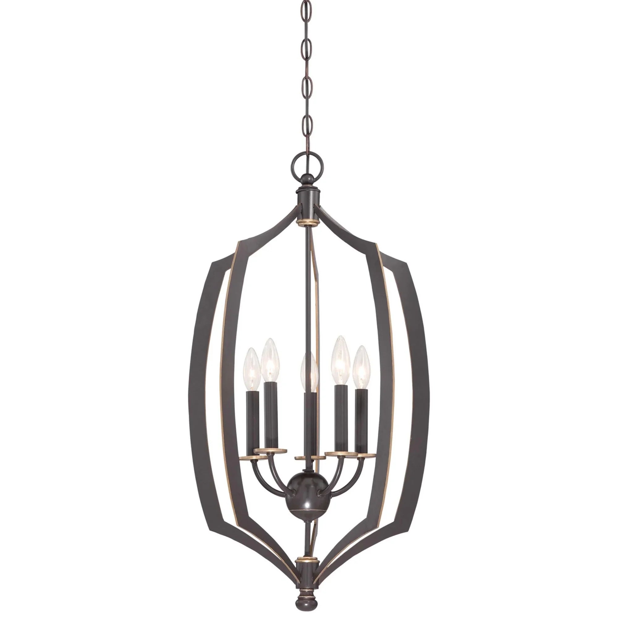Middletown 17" 5-Light Foyer Pendant, Downton Bronze & Gold Highlights - Bees Lighting