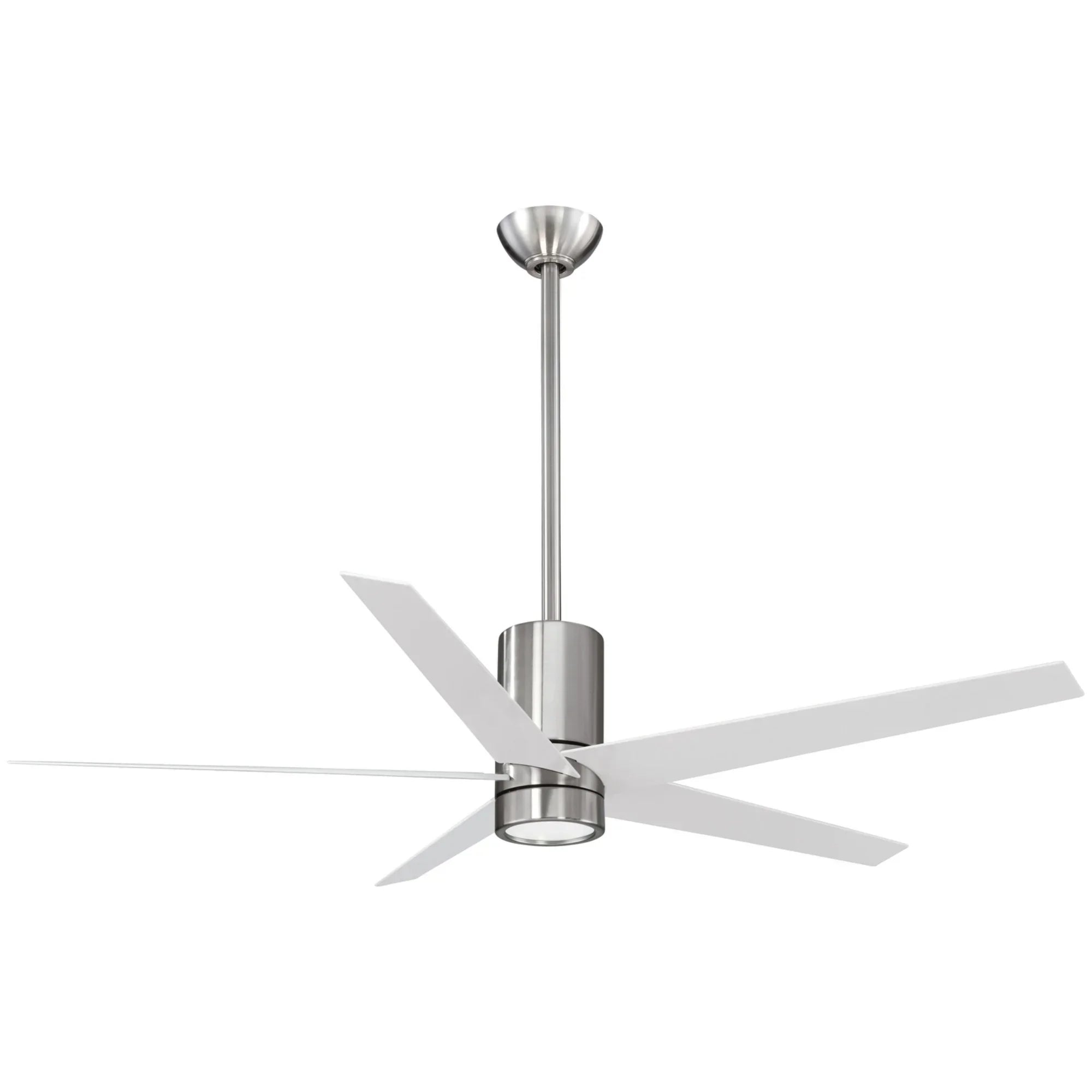 Symbio LED 56" Modern Ceiling Fan, Brushed Nickel with White Blades - Bees Lighting