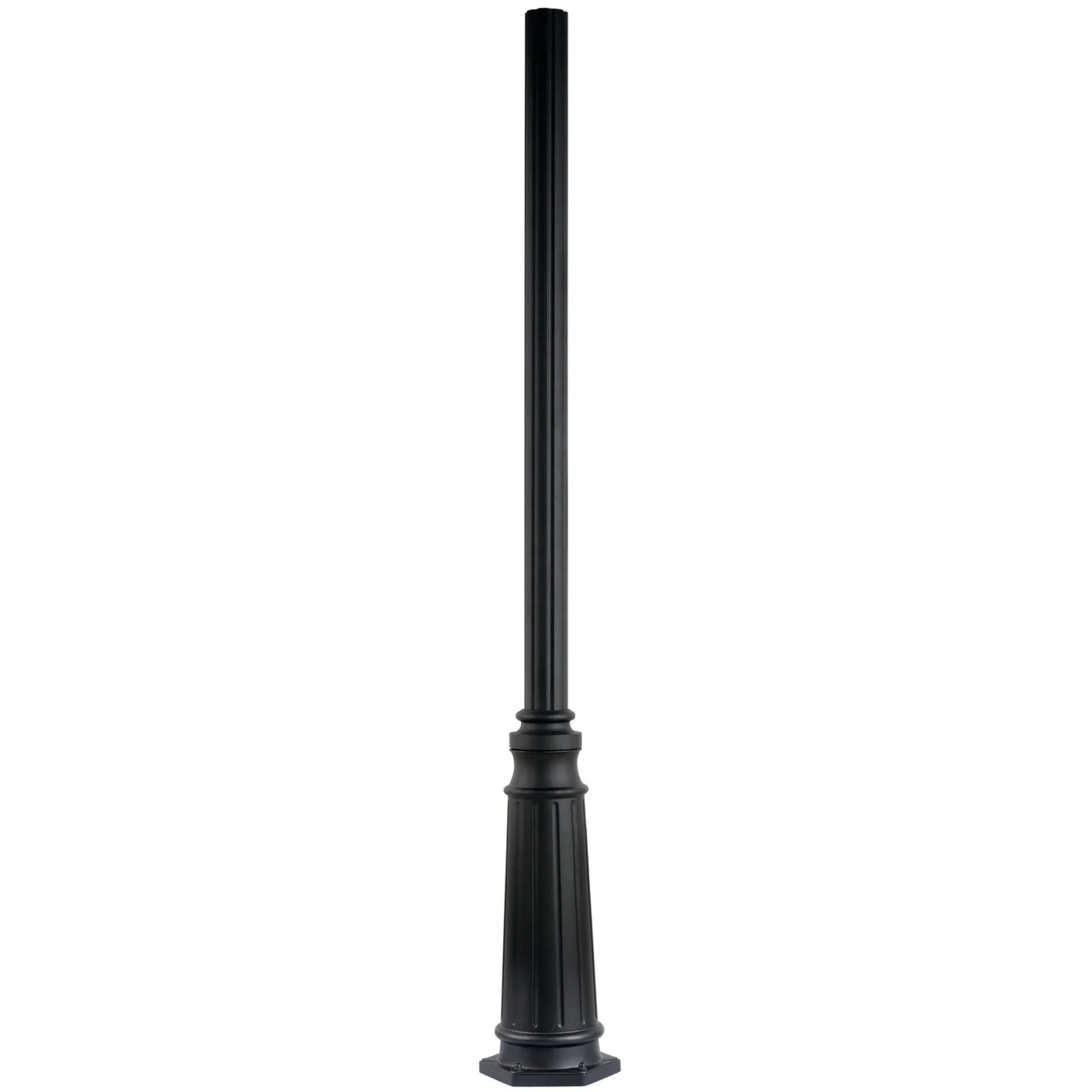 8 ft Light Post, 4 in Round Cast Aluminum Shaft, Black Finish - Bees Lighting