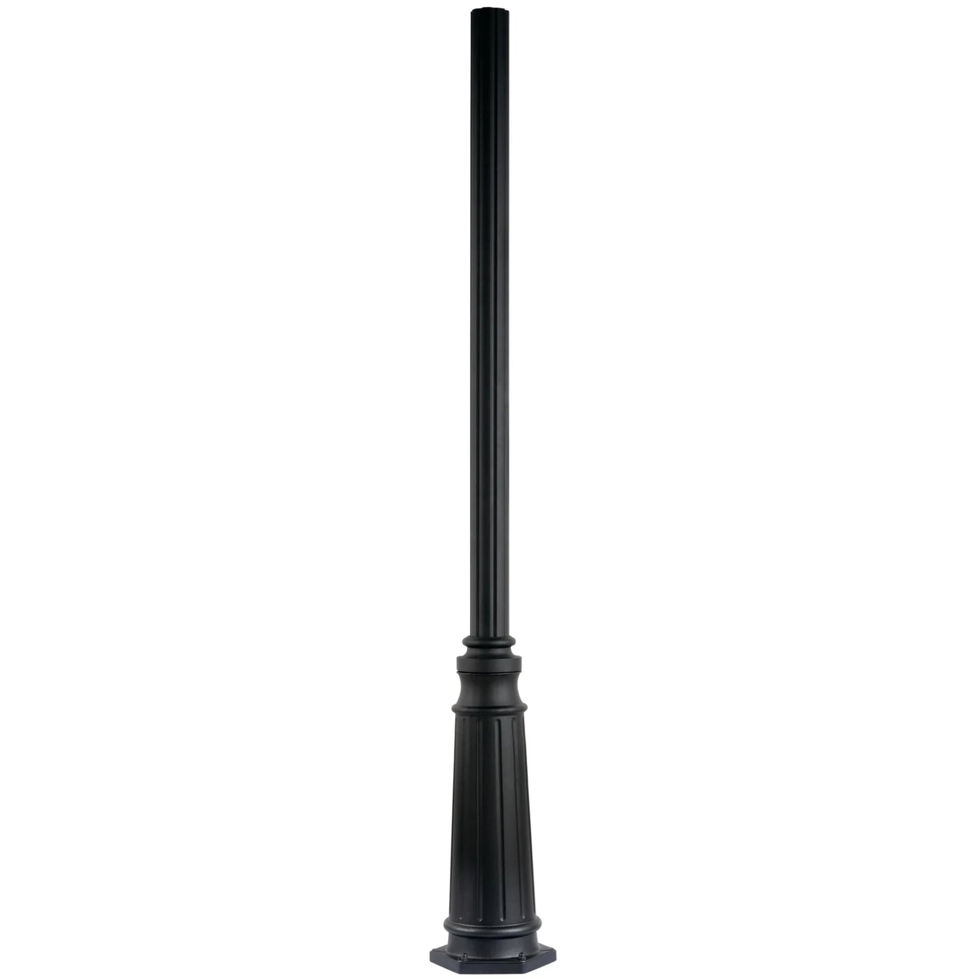 8 ft Light Post, 4 in Round Cast Aluminum Shaft, Black Finish - Bees Lighting