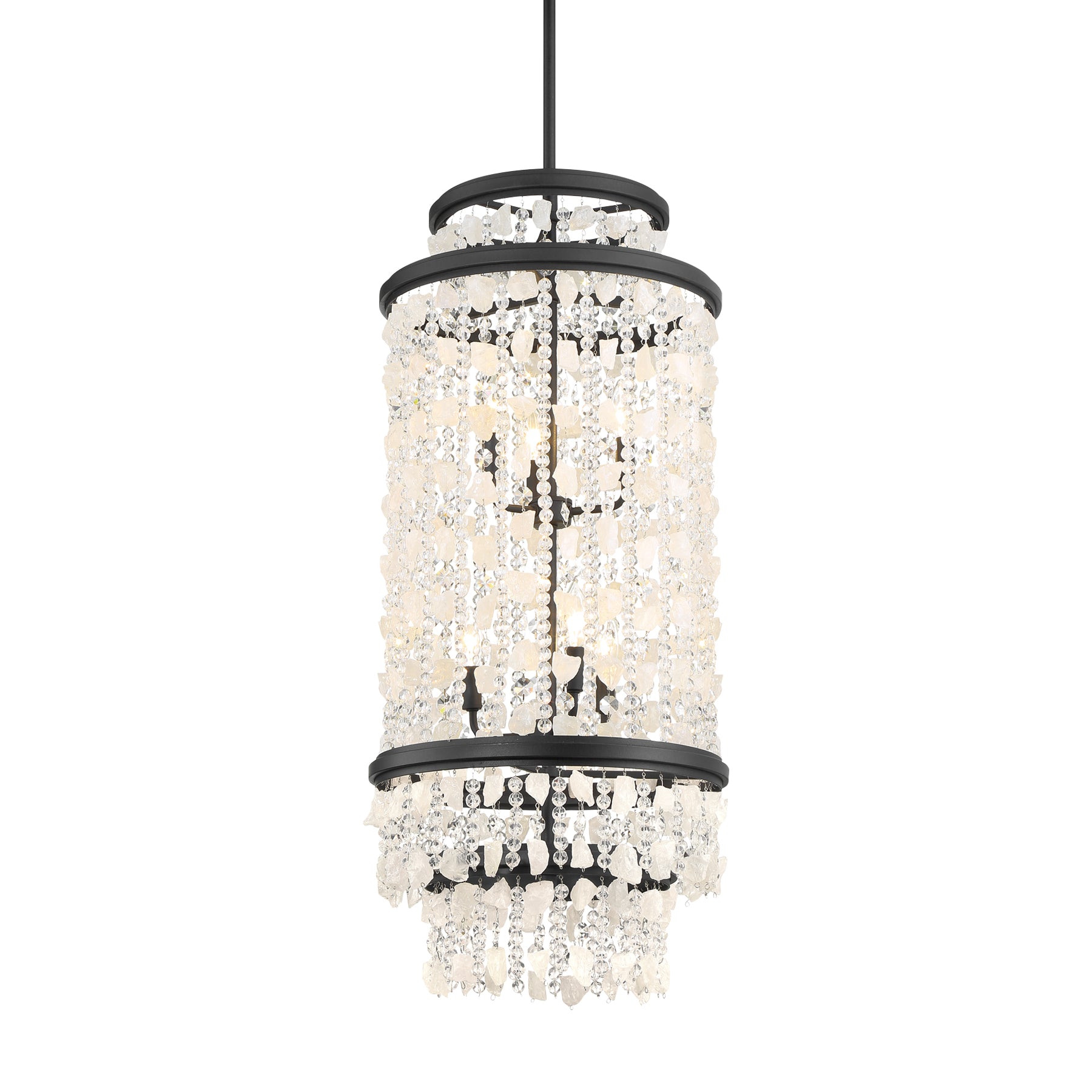 Shimmering Elegance 38" 6 Lights Pendant Light Black Finish - Bees Lighting