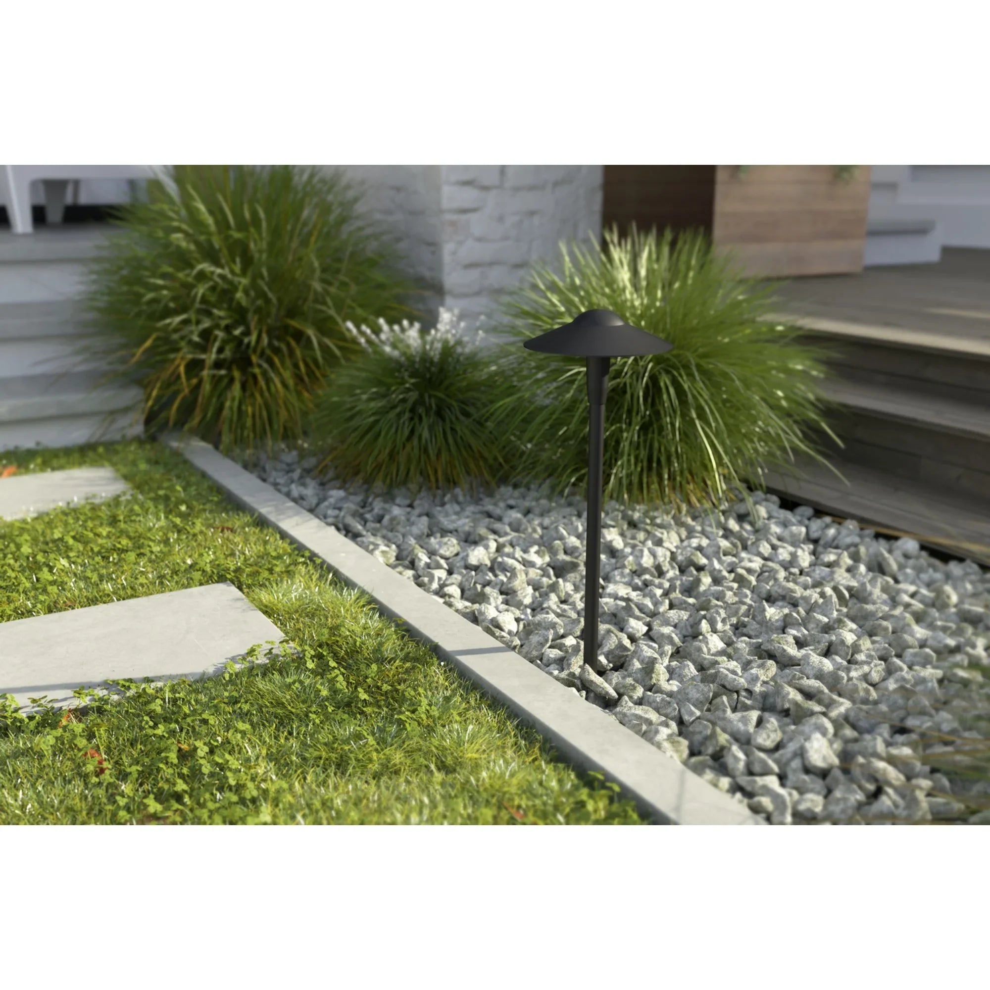 LED Integrated 8" Dome Path Light, 3000K, Textured Black - Bees Lighting