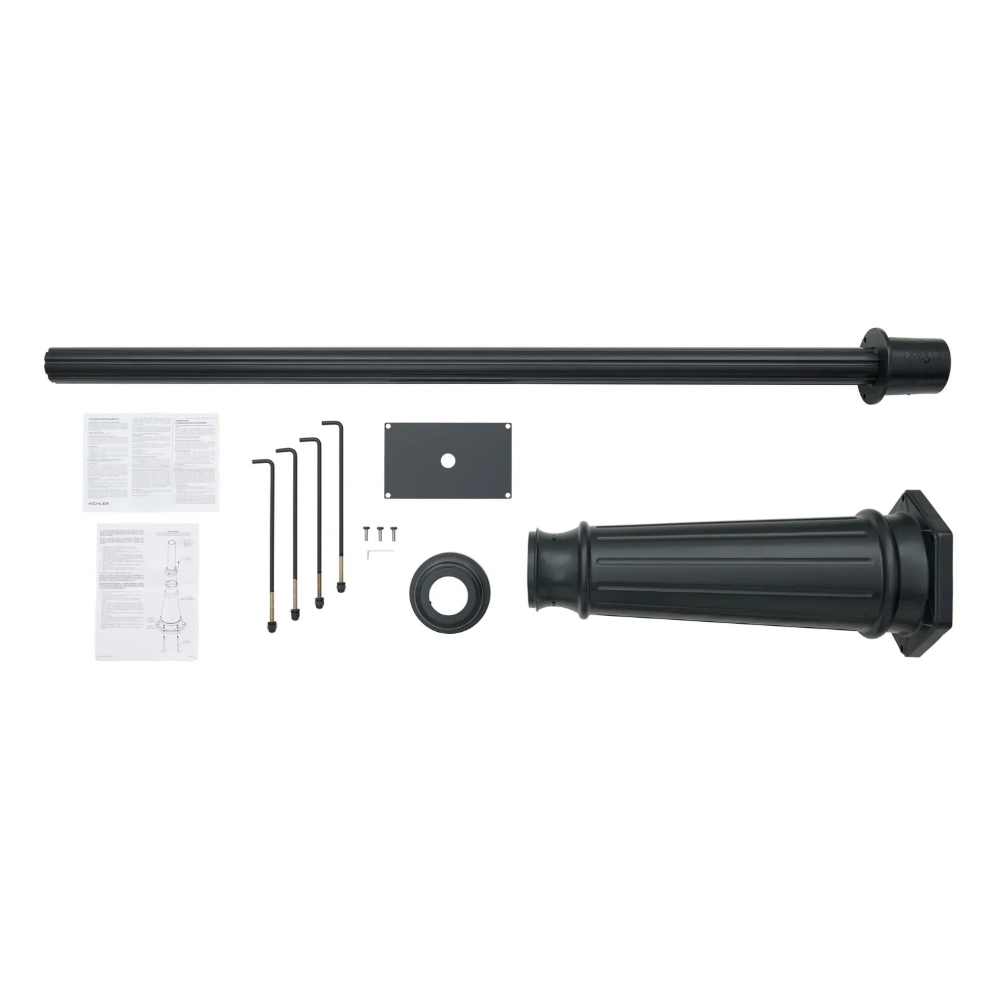 8 ft Light Post, 3 in Round Cast Aluminum Shaft, Black Finish - Bees Lighting