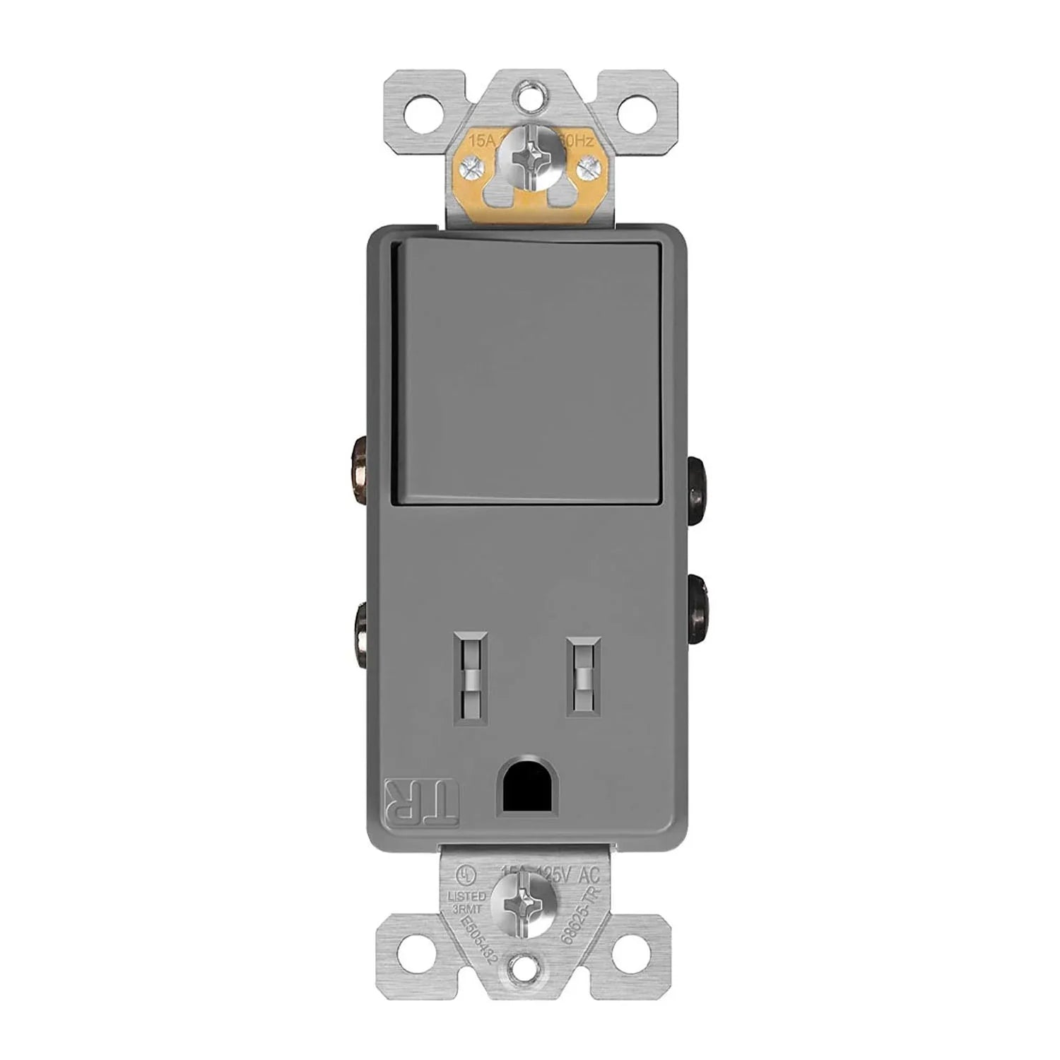 15 Amp Single Pole Light Switch and Tamper-Resistant Receptacle, Gray - Bees Lighting