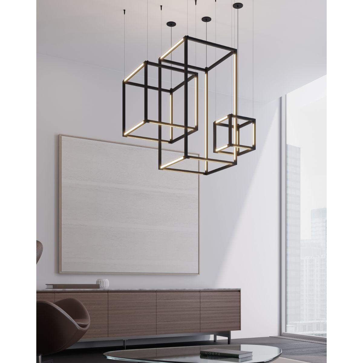 Cube 14 in. LED Pendant Light Satin Nickel Finish - Bees Lighting