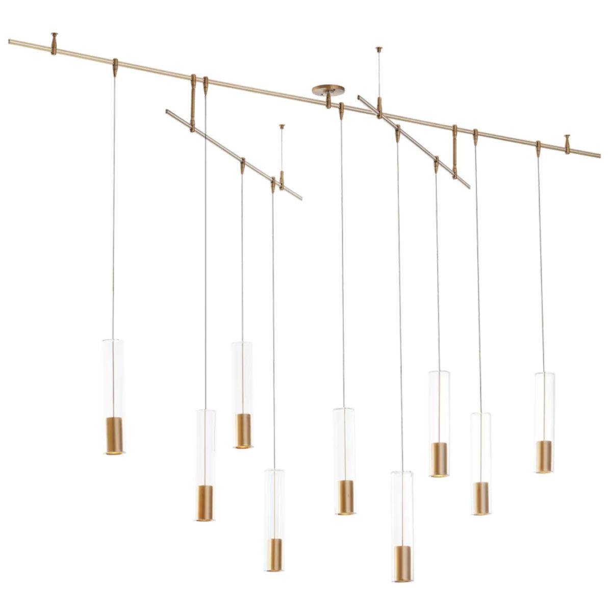 Captra 96 in. 9 Lights Remote LED Chandelier Brass finish - Bees Lighting