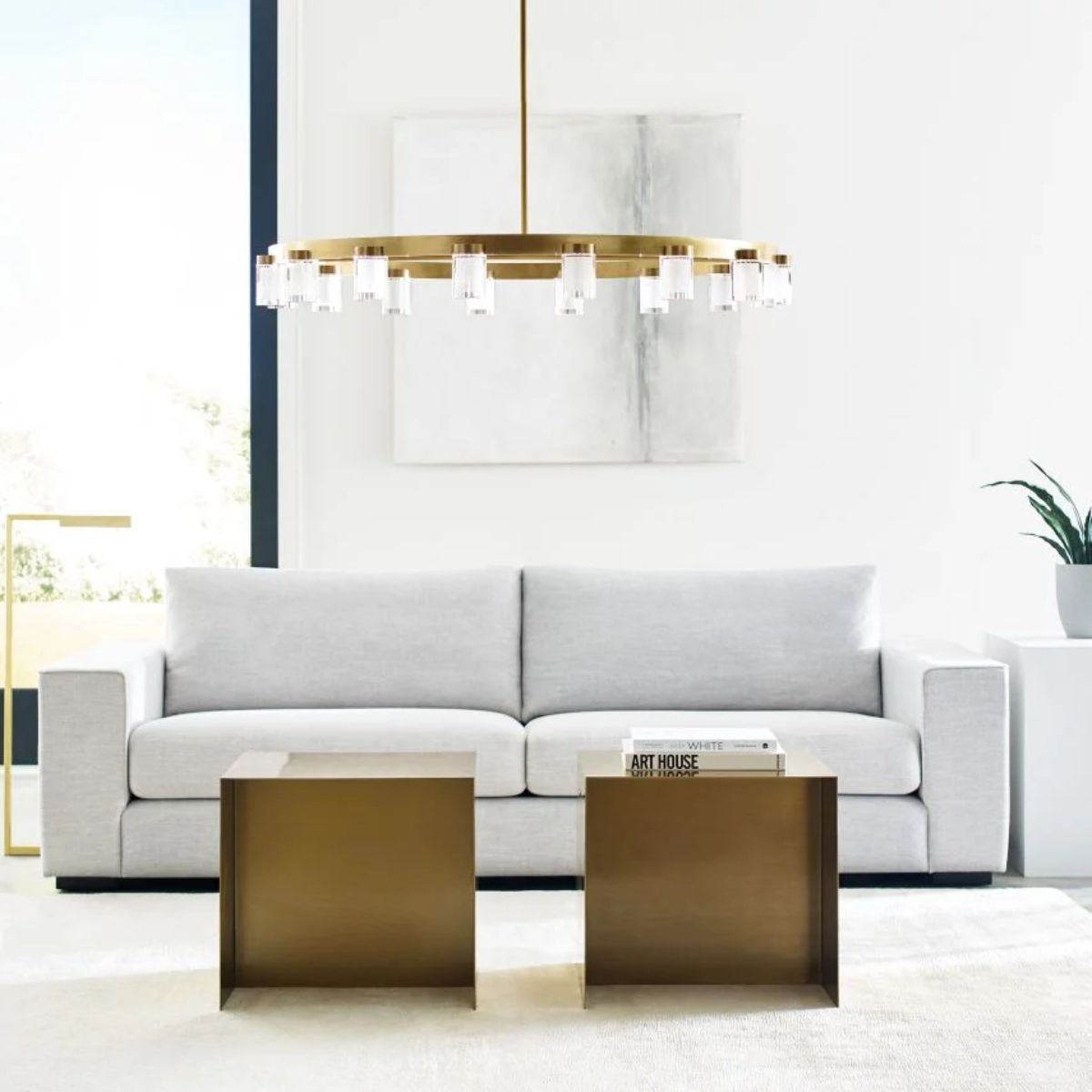 Esfera 44 in. 16 Lights LED Chandelier Natural Brass Finish - Bees Lighting