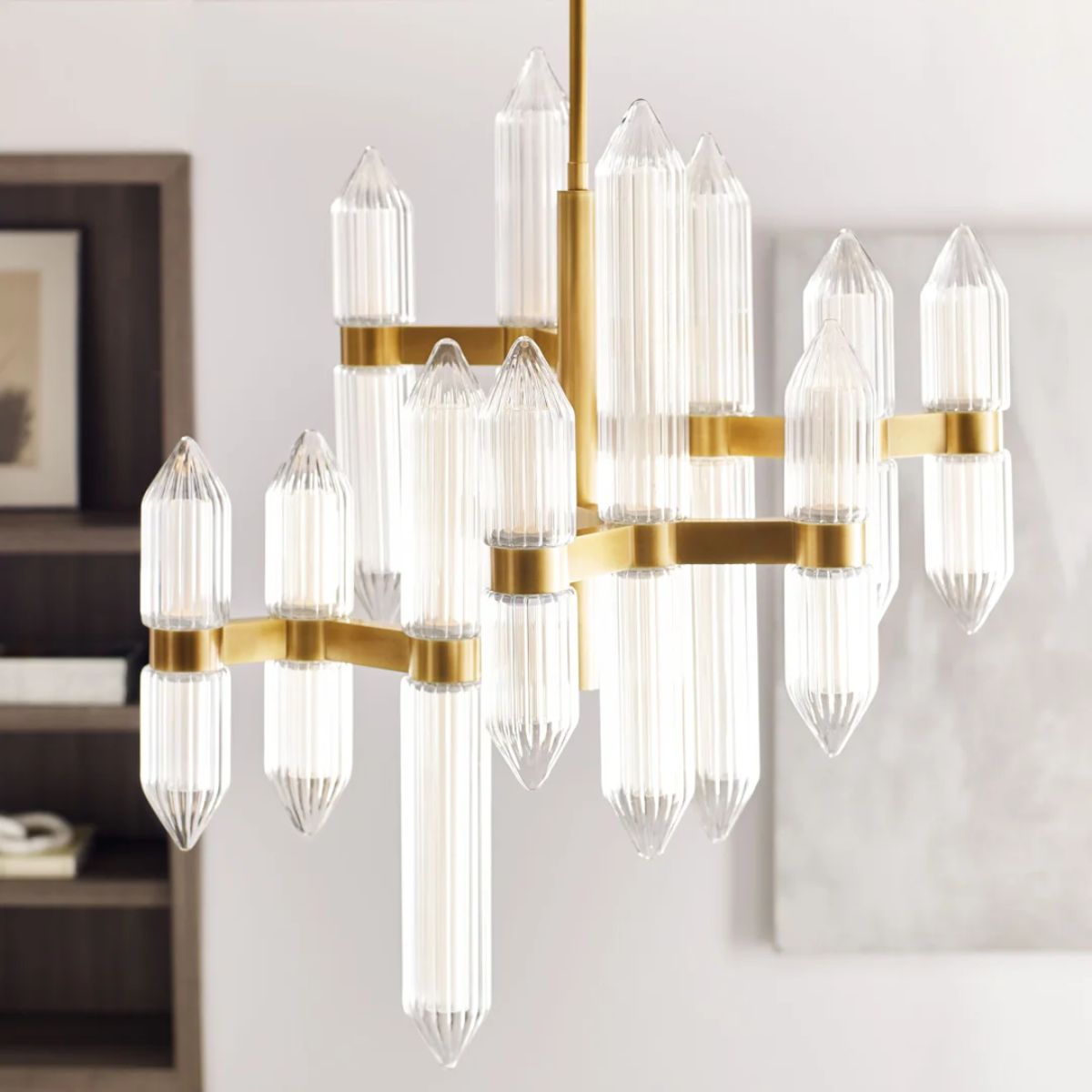 Langston 31 in. LED Chandelier Brass finish - Bees Lighting