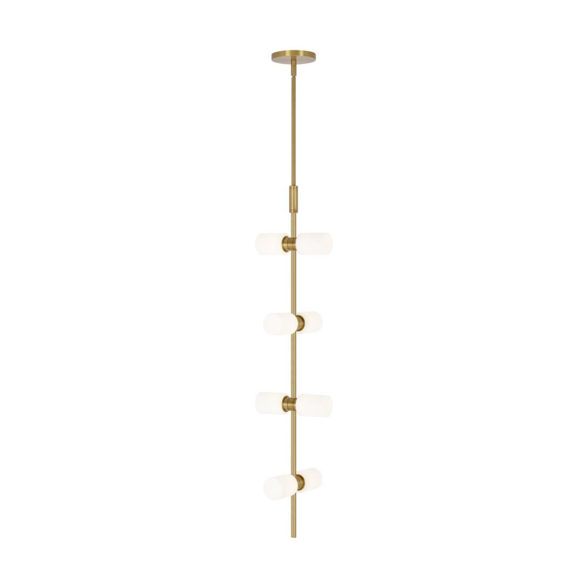 ModernRail 9 in. 8 Lights LED Pendant Light with Remote Conopy Brass Finish Glass Cylinders - Bees Lighting