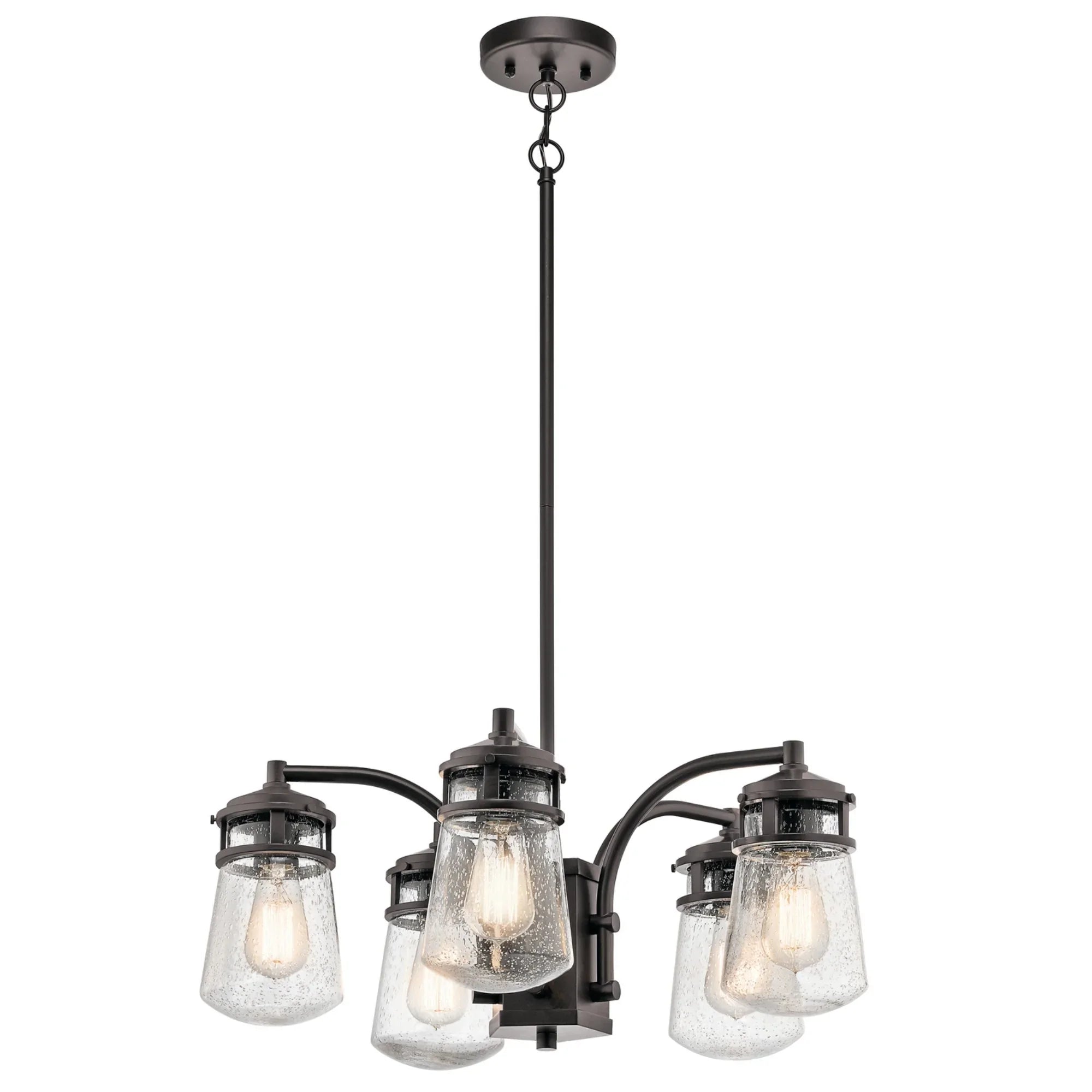 Lyndon 24" 5-Light Outdoor Chandelier, Architectural Bronze Finish - Bees Lighting