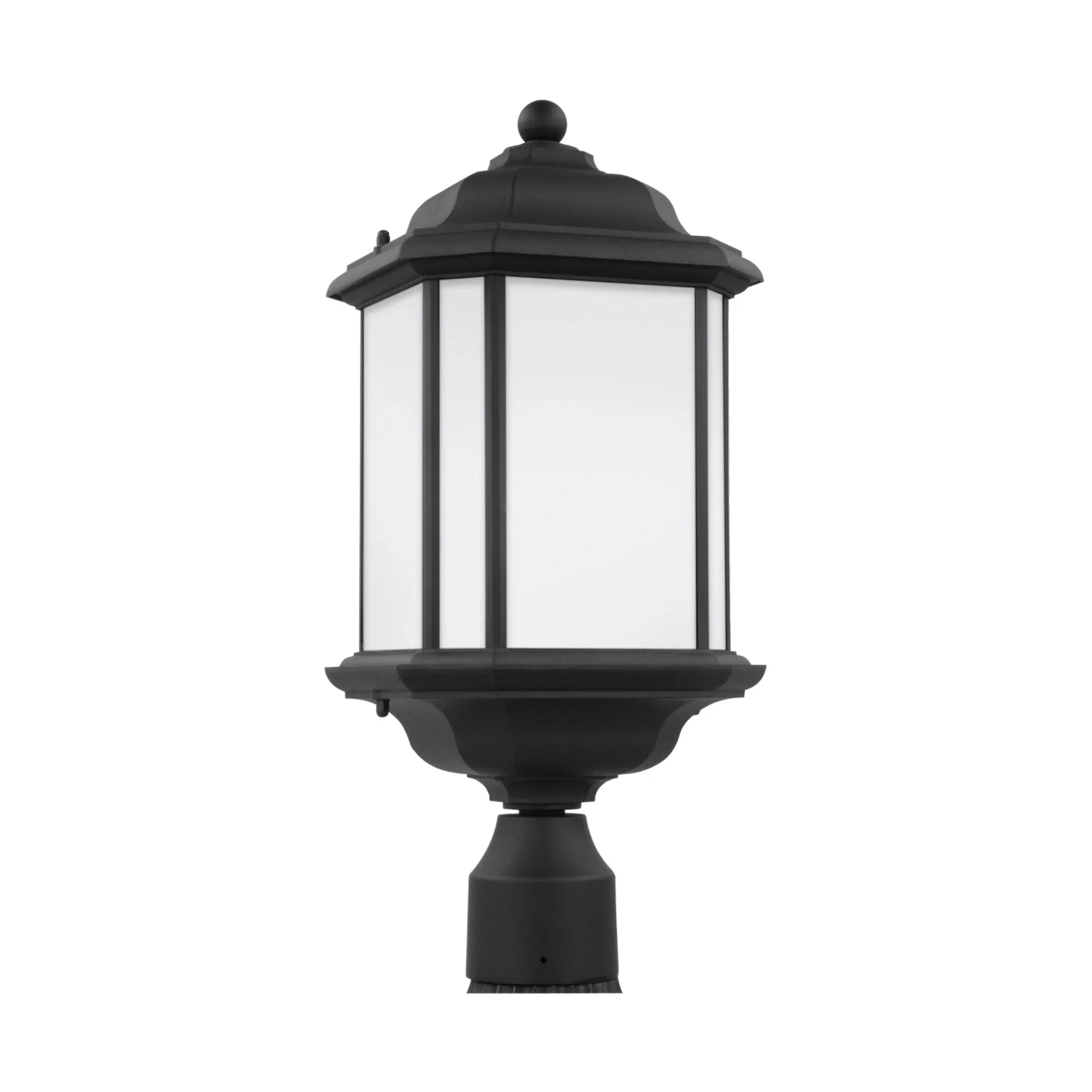 Kent 20" Outdoor Post Lantern, Black Finish with Satin Etched Glass - Bees Lighting