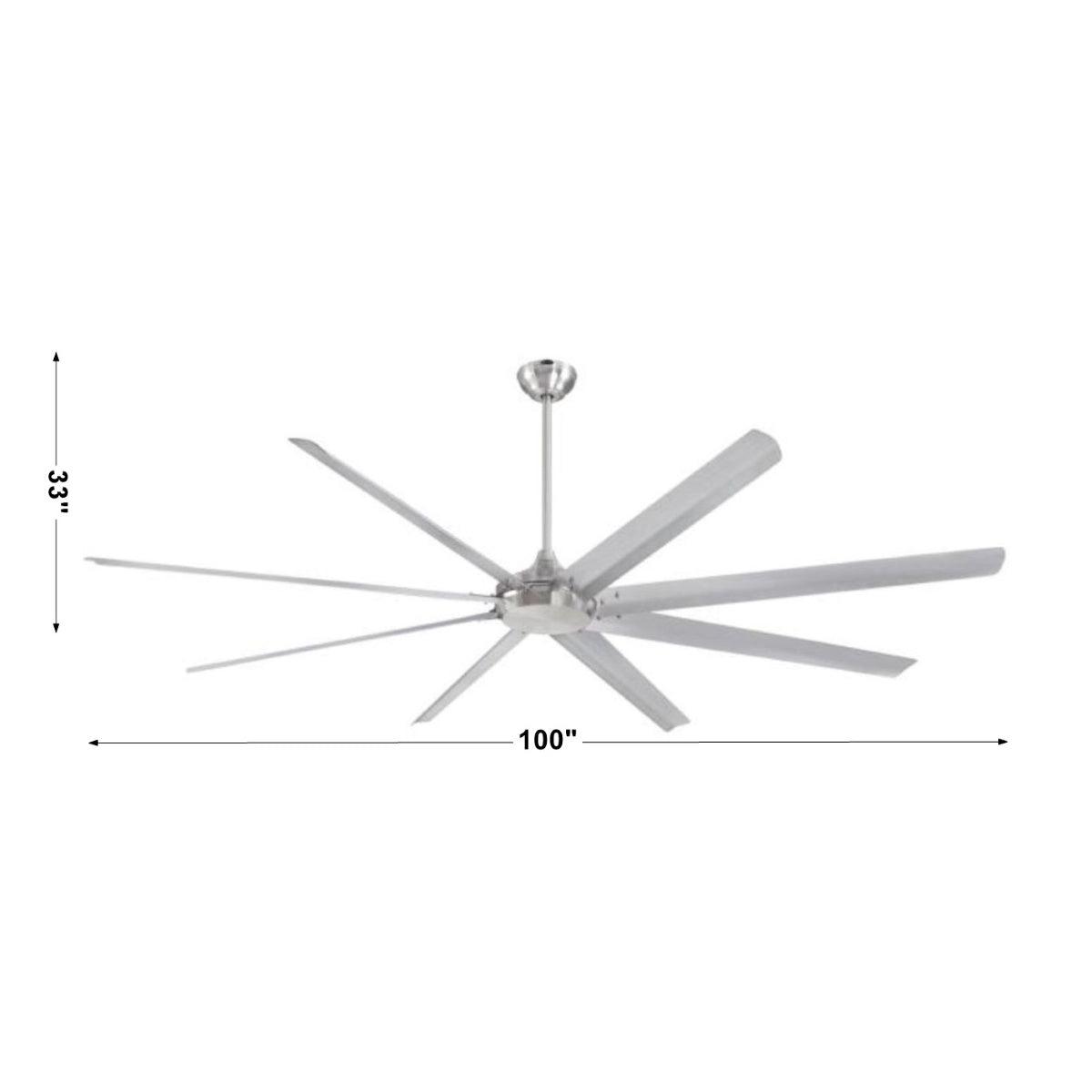 Widespan 100 Inch DC Industrial Windmill Outdoor Ceiling Fan With Remote, 6 Blades - Bees Lighting