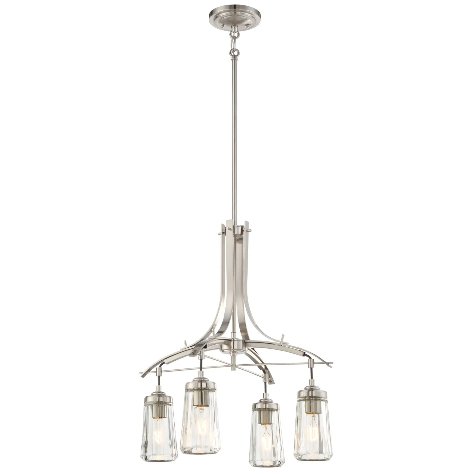 Poleis 21" 4-Light Chandelier, Brushed Nickel Finish - Bees Lighting