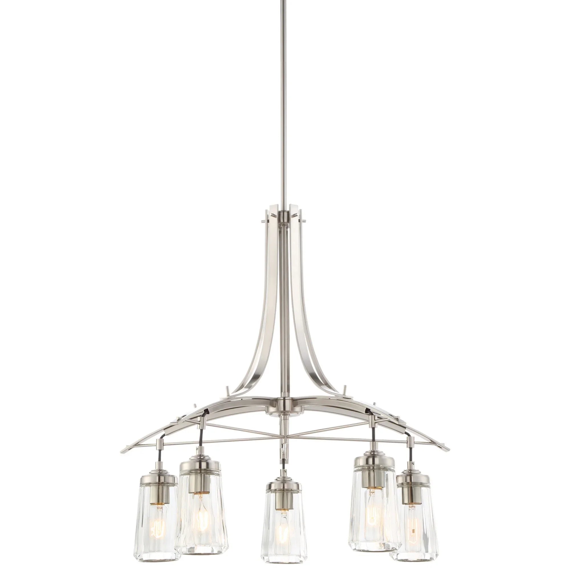 Poleis 27" 5-Light Chandelier, Brushed Nickel Finish - Bees Lighting
