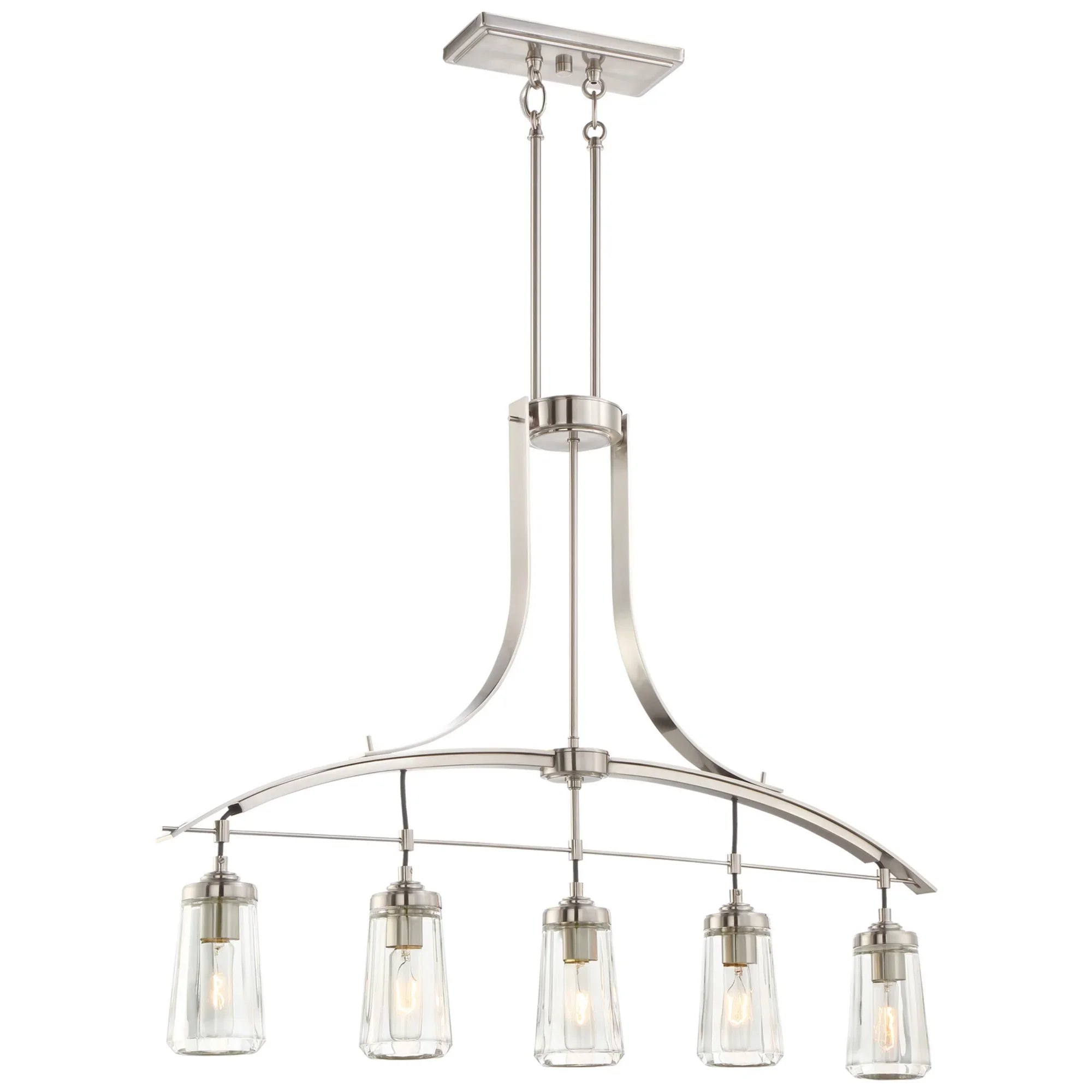 Poleis 39" 5-Light Island Light, Brushed Nickel Finish - Bees Lighting